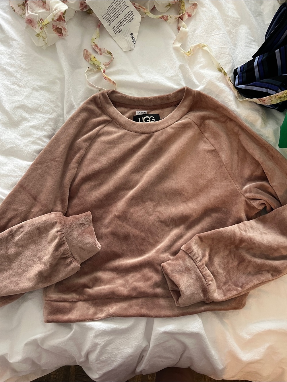 UGG Women's Dusty Mauve Velour Crewneck Sweater